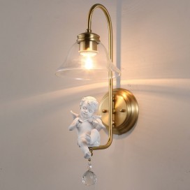 Fine Brass 1 Light Wall Sconce with Glass Shade