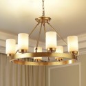 Fine Brass 8 Light Chandelier with Fabric Shades