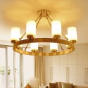 Fine Brass 8 Light Chandelier with Fabric Shades