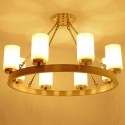 Fine Brass 8 Light Chandelier with Fabric Shades