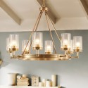 Fine Brass 8 Light Chandelier with Glass Shades