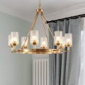 Fine Brass 8 Light Chandelier with Glass Shades