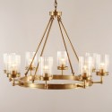 Fine Brass 8 Light Chandelier with Glass Shades
