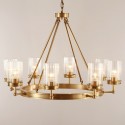 Fine Brass 8 Light Chandelier with Glass Shades