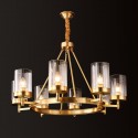 Fine Brass 8 Light Chandelier with Glass Shades