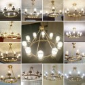 Fine Brass 8 Light Chandelier with Glass Shades