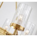 Fine Brass 8 Light Chandelier with Glass Shades