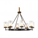 Fine Brass 8 Light Chandelier with Glass Shades