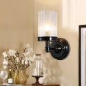 Black Fine Brass 1 Light Wall Sconce with Glass Shade