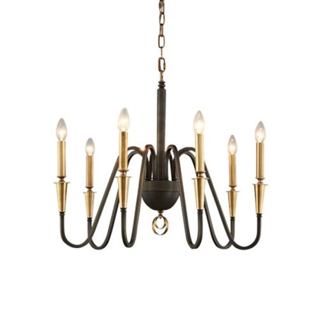 Fine Brass 6 Light Chandelier