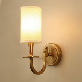 Fine Brass 1 Light Wall Sconce with Fabric Shade