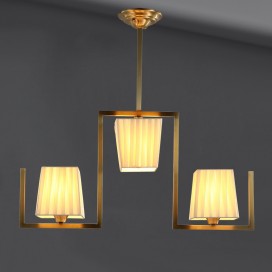 Fine Brass 3 Light Chandelier with Fabric Shades