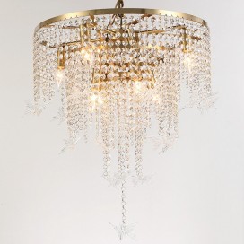 Fine Brass Round Crystal Chandelier