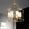 Cage Fine Brass 6 Light Chandelier with Glass Shades