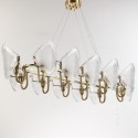 Fine Brass 12 Light Chandelier with Glass Shades