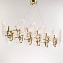Fine Brass 12 Light Chandelier with Glass Shades