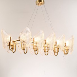 Fine Brass 12 Light Chandelier with Glass Shades
