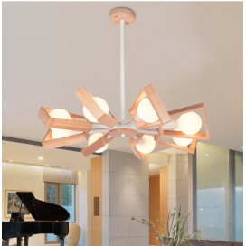 8 Light Wood Single Tier Modern/ Contemporary Chandelier