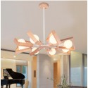 8 Light Wood Single Tier Modern/ Contemporary Chandelier