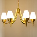 Fine Brass 6 Light Chandelier with Glass Shades