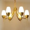 Fine Brass 6 Light Chandelier with Glass Shades