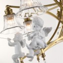 Fine Brass 3 Light Crystal Chandelier with Glass Shades