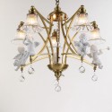 Fine Brass 5 Light Crystal Chandelier