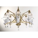 Fine Brass 8 Light Crystal Chandelier with Glass Shades