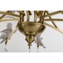 Fine Brass 8 Light Crystal Chandelier with Glass Shades