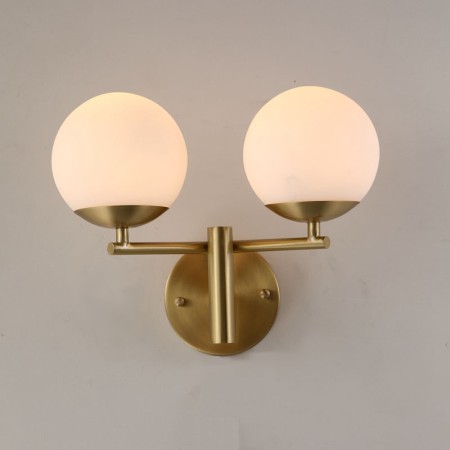 Fine Brass 2 Light Wall Sconce with Glass Shades