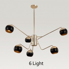 6 Light Two Tiers Modern/ Contemporary Metal Chandelier with Glass Shade