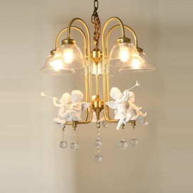 Fine Brass 5 Light Crystal Chandelier