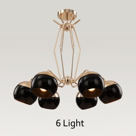 6 Light Single Tier Modern/ Contemporary Metal Chandelier with Glass Shade