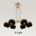6 Light Single Tier Modern/ Contemporary Metal Chandelier with Glass Shade