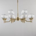 Fine Brass 12 Light Chandelier with Ball Glass Shades