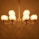 Fine Brass 12 Light Chandelier with Ball Glass Shades