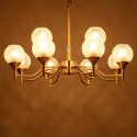 Fine Brass 12 Light Chandelier with Ball Glass Shades