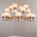 Fine Brass 16 Light Chandelier with Ball Glass Shades