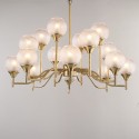 Fine Brass 16 Light Chandelier with Ball Glass Shades