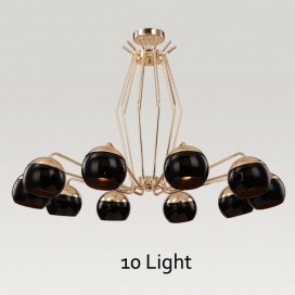 10 Light Single Tier Modern/ Contemporary Metal Chandelier with Glass Shade