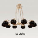 10 Light Single Tier Modern/ Contemporary Metal Chandelier with Glass Shade