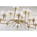 Fine Brass 16 Light Chandelier with Ball Glass Shades