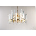 Fine Brass 12 (8+4) Light Two Tiers Crystal Chandelier