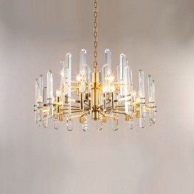 Fine Brass 15 (10+5) Light Two Tiers Crystal Chandelier