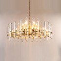 Fine Brass 18 (12+6) Light Crystal Two Tiers Chandelier