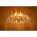 Fine Brass 18 (12+6) Light Crystal Two Tiers Chandelier