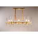 Long Fine Brass 8 Light Crystal Chandelier