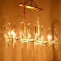 Long Fine Brass 8 Light Crystal Chandelier