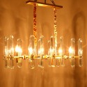 Long Fine Brass 8 Light Crystal Chandelier