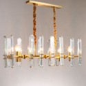 Long Fine Brass 8 Light Crystal Chandelier